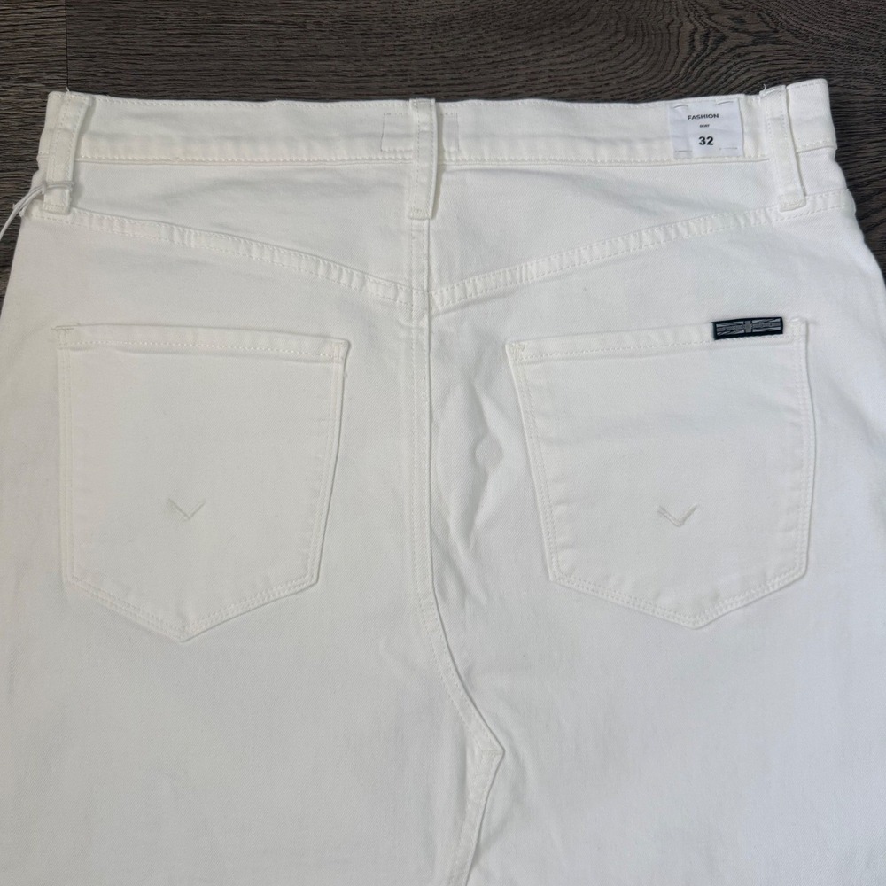 Hudson‎ White Denim Midi Skirt Size 32 NWT High Rise Front Slit Stretch Cotton - Picture 6 of 11